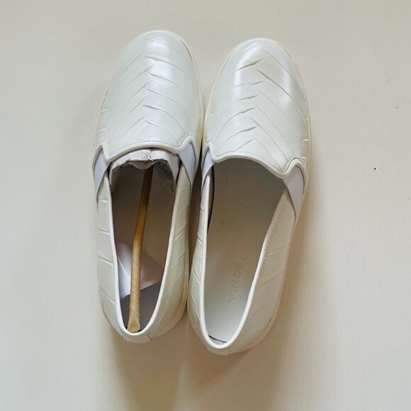 NWOB Vince Blair Slip On Sneaker Shoe Slip On Leather Woven Classic Preppy Rubbe - Picture 6 of 13